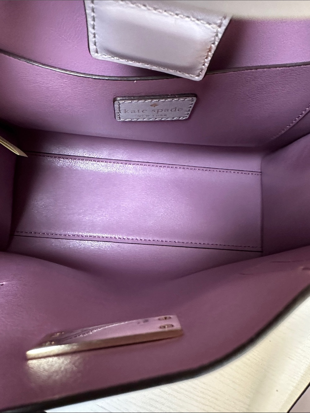 Like NEW Kate Spade Lavender Satchel with matching Long Strap - Picture 12 of 15